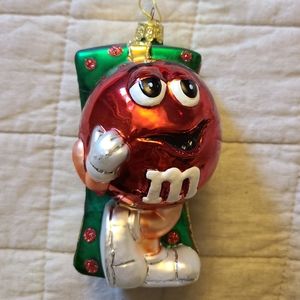 🔥Vintage Kurt S. Adler Red M&M Handcrafted Glass Christmas Ornament